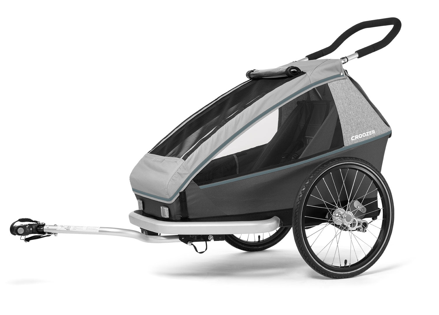 Croozer Kid Keeke Einsitzer in Stone Grey - Premium-Fahrradanhänger für den Transport von Kindern