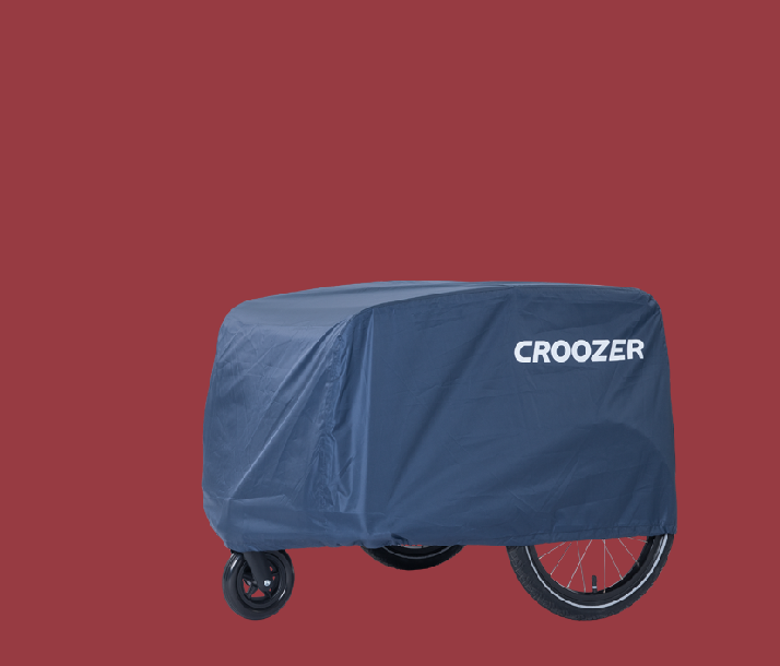 Croozer bike trailer storage cover in navy blue - waterproof protection for bicycle trailers