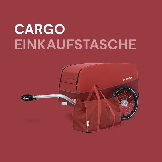 Croozer cargo bike trailer with matching shopping bag - complete transport solution for cycling