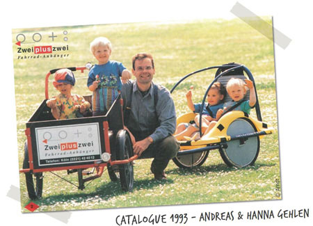 Andreas Gehlen with his daughter - zweipluswei bike trailers before it became Croozer GmbH