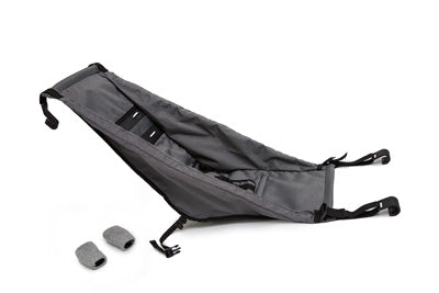 Side view of black baby seat for Croozer Kid bike trailers