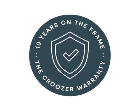 Croozer icon for up to 10 years warranty on the bike trailer frame