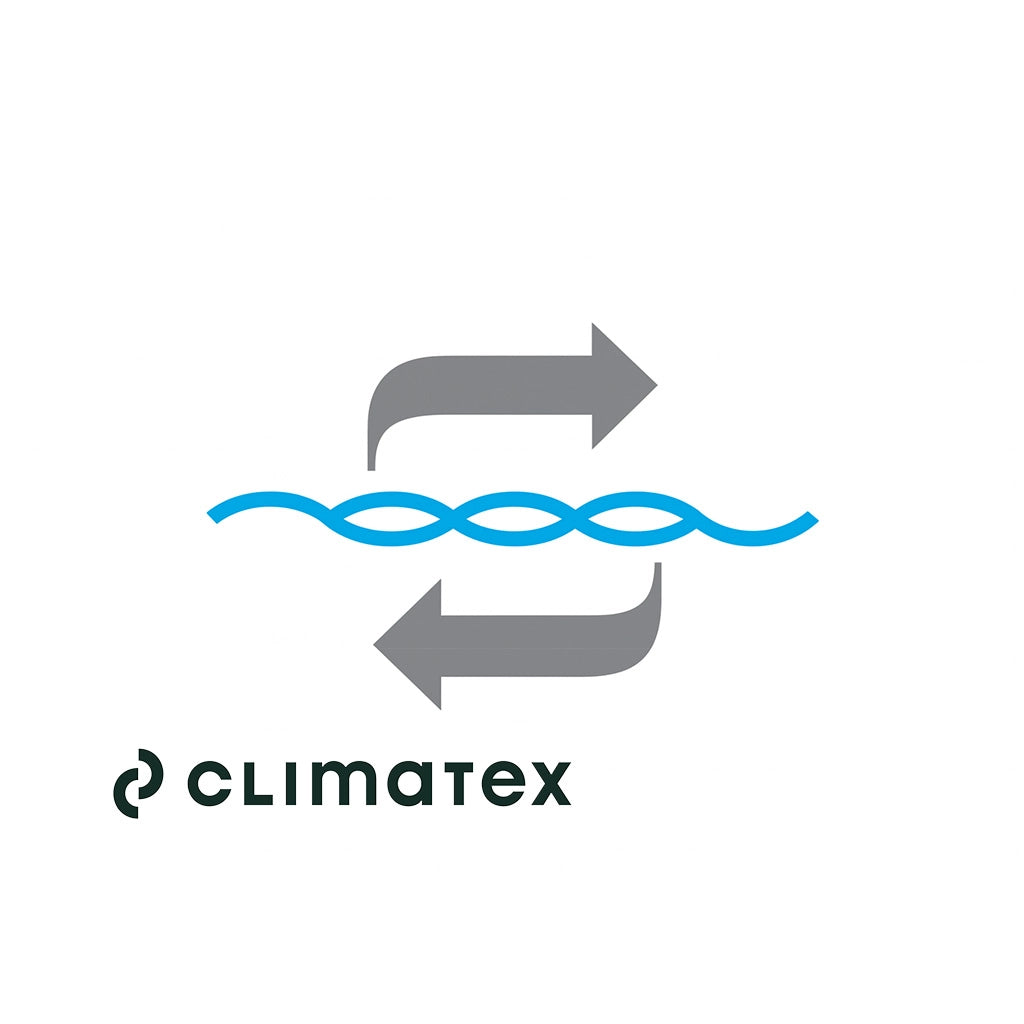 Logo for the Climatex air circulation, air flow left and right