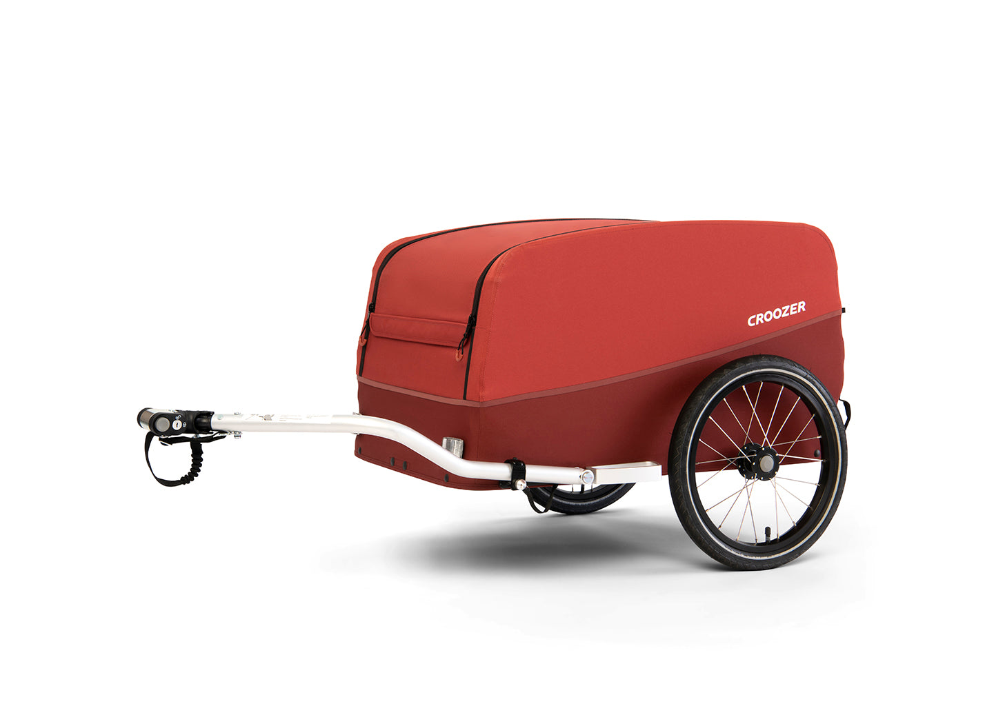 Croozer Cargo Pakko in Lava Red with attached hitch
