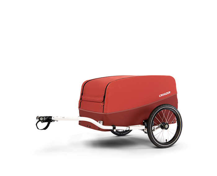 Croozer Cargo Tuure in Lava Red with attached hitch