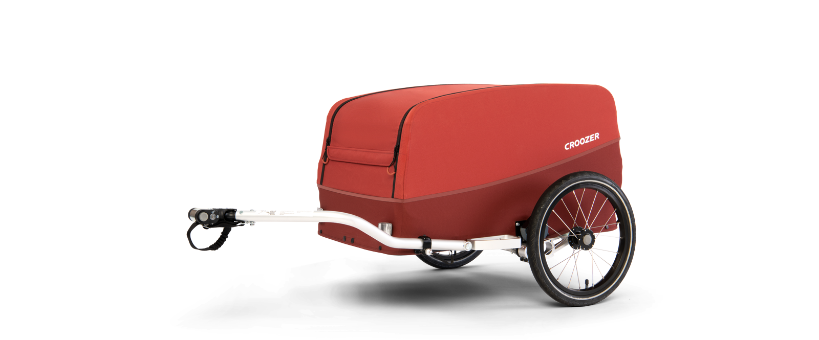 Croozer Cargo Tuure in Lava Red with attached hitch