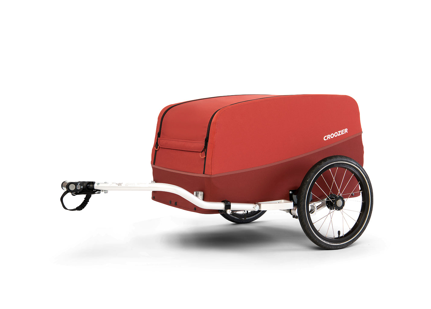 Croozer Cargo Tuure in Lava Red with attached hitch