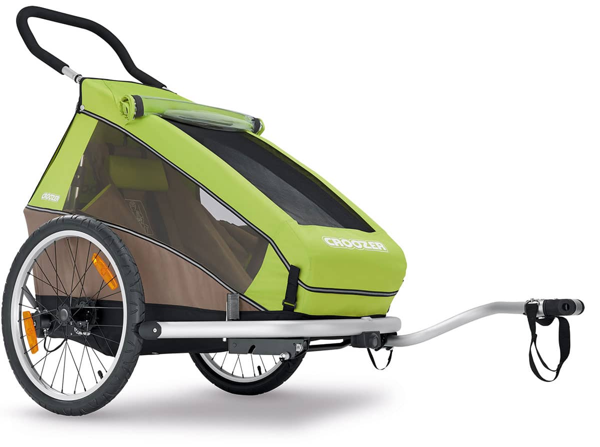 Croozer Kid for 1 bike trailer in meadow green - side view