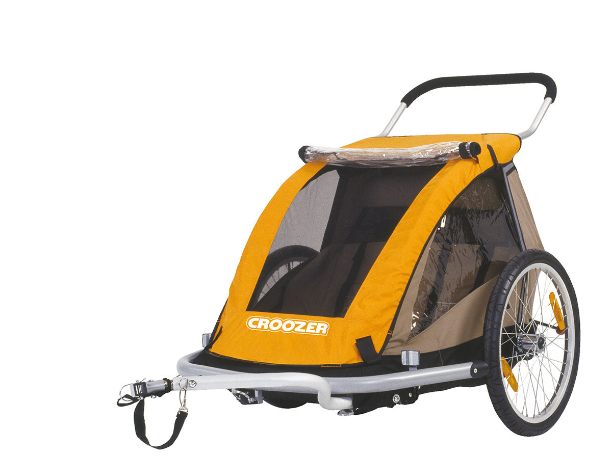 Croozer Kid for 2 bike trailer in orange - front view