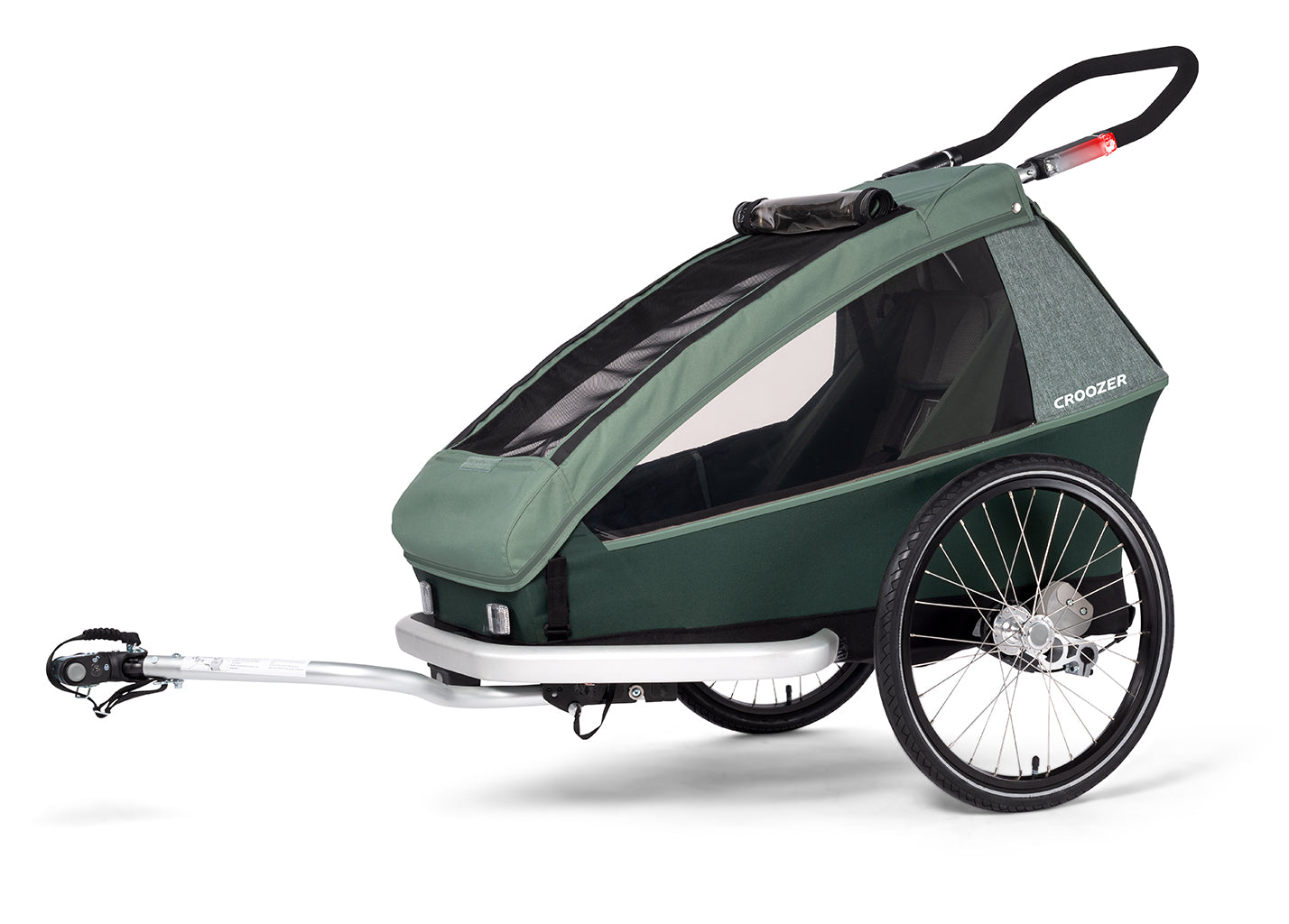 Croozer Kid Vaaya one-seater in Jungle Green - side view