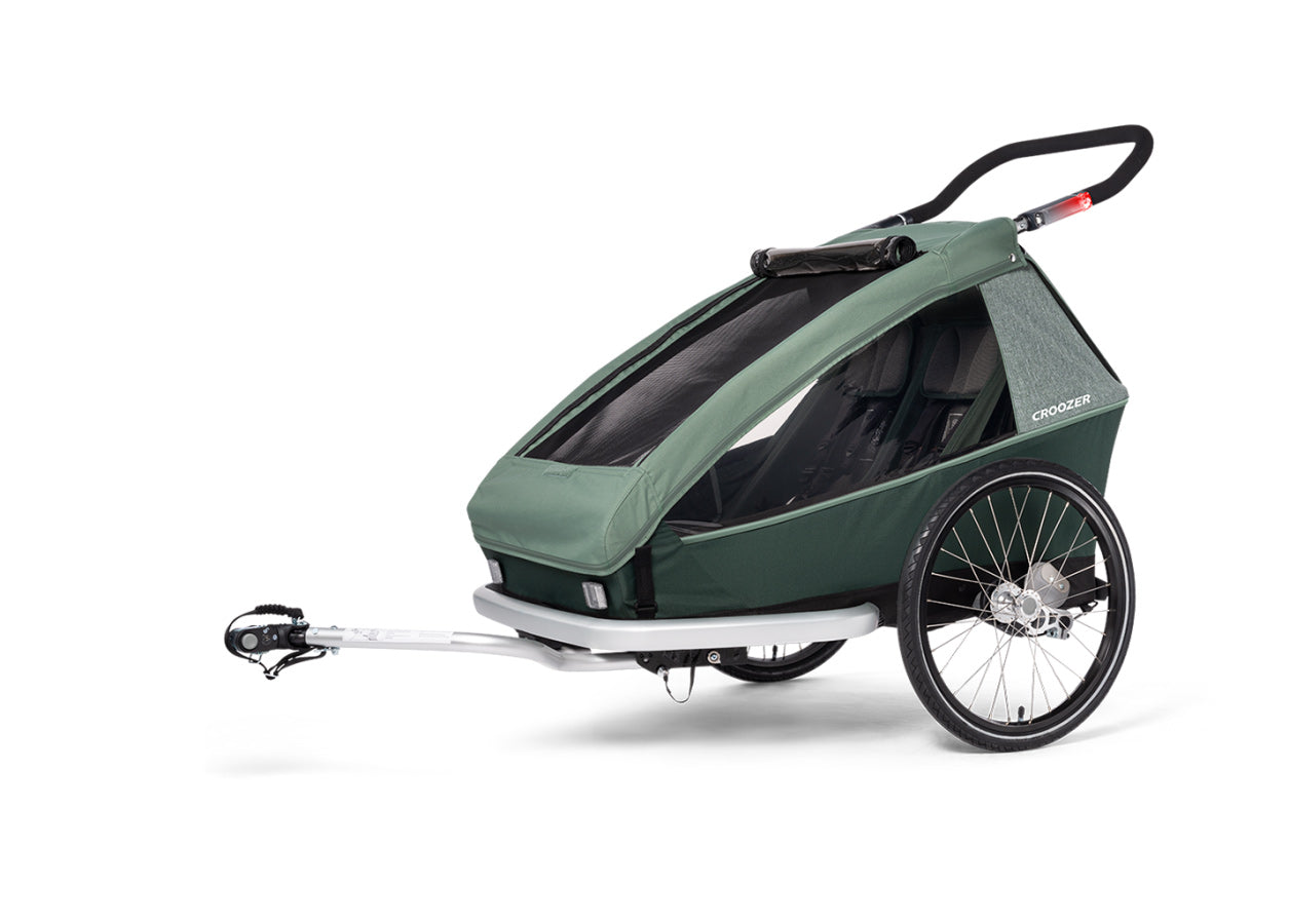 Croozer Kid Vaaya two-seater in Jungle Green - side view