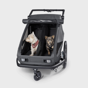 Yuuna Fahrradanhänger Modularität dargestellt durch Modulwechsel GIF auf weißem Hintergrund