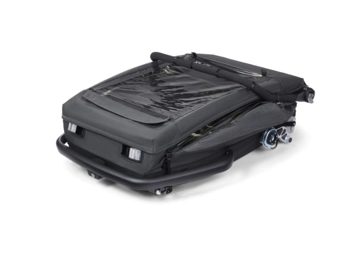 Croozer Yuuna modular bike trailer folded flat for compact storage