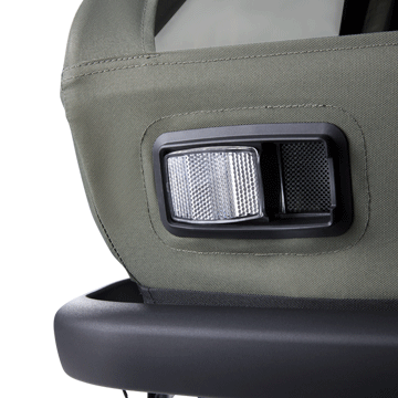 Ellma Croozer Fahrradanhäger Belüftungsfunktion durch Öffnen und Schließen der Belüftungsklappen