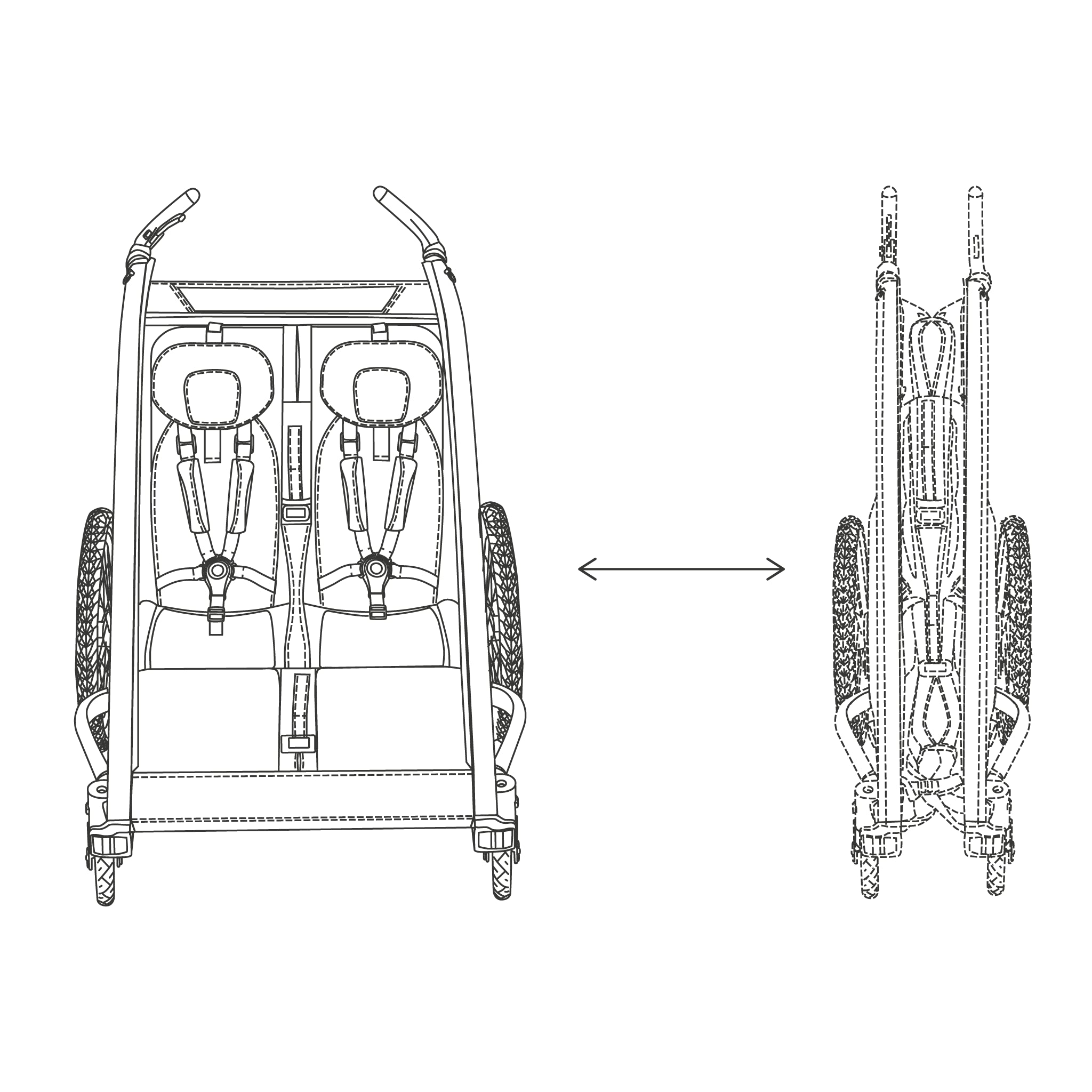 Illustration vom Faltprozess von Lykke in schwarz vor weißem Hintergrund.
