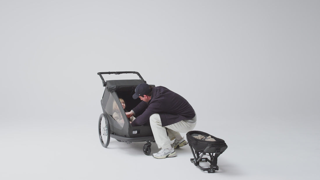 Yuuna Fahrradanhänger Benutzung Kindersitz und Babyschale. 